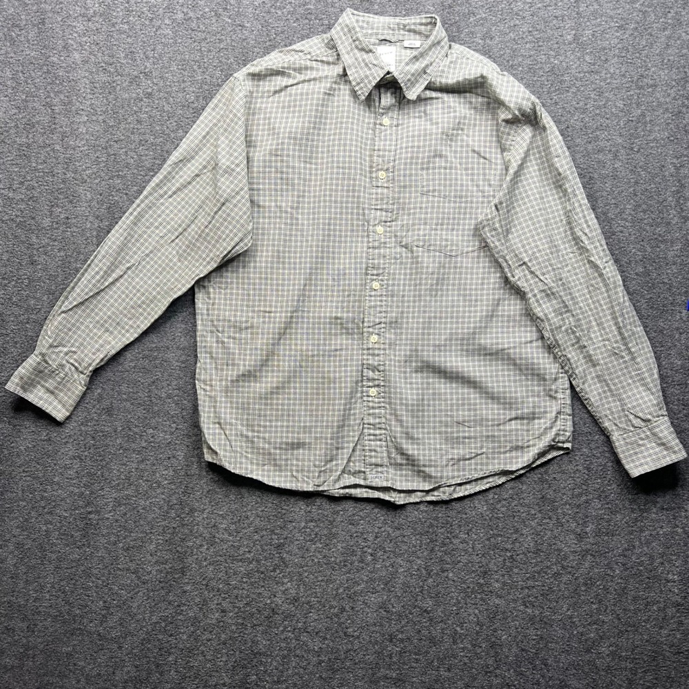 J. Crew Shirt Mens Large Green Tan Plaid Button Down Long Sleeve Cotton - Picture 1 of 16